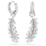 Vienna earrings Mixed cuts, Feather, White, Rhodium plated
